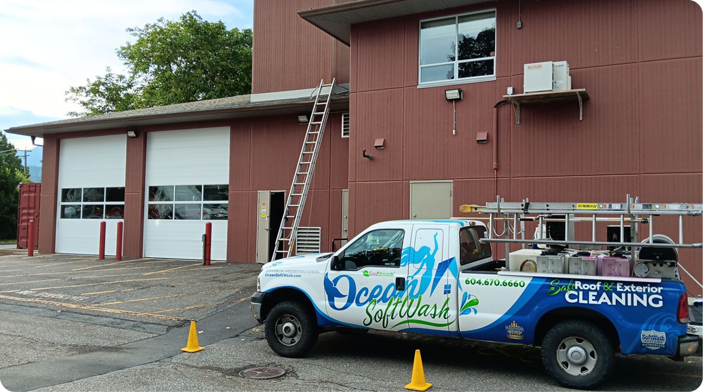 Ocean Softwash Roof Cleaning Crew in Langley Commercial Property